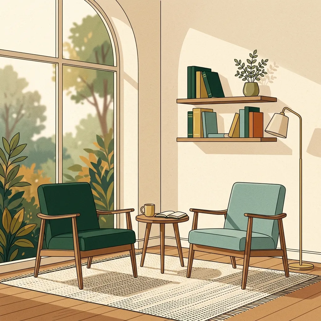Visual depicting a collaborative pathway review in a calm reading room.